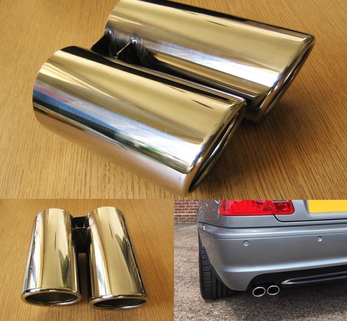 Chrome steel twin exhaust tip - chrome,
