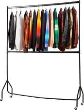 4ft long x 7ft Two Tier Heavy Duty Clothes Rail Garment Hanging Rack In Black