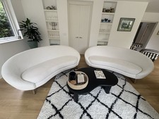 Two Curved Cream Boucle Three