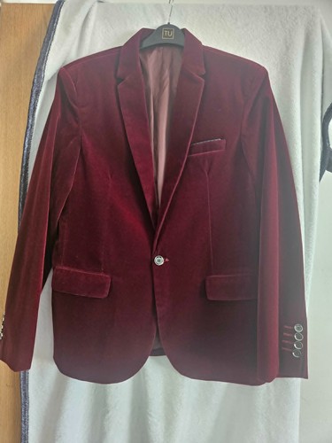 Burgundy velvet dinner jacket - burgundy,