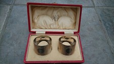 Pair of Solid Sterling Silver Napkin Rings Robert Stewart Sheffield 1933 Boxed