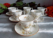 ROYAL ALBERT HAWORTH BONE CHINA ESPRESSO COFFEE CUPS & SAUCERS X6