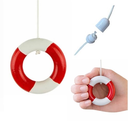 Wooden red white life ring - &,