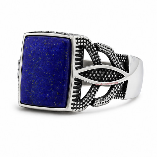 Lapis lazuli men signet ring - lapis,
