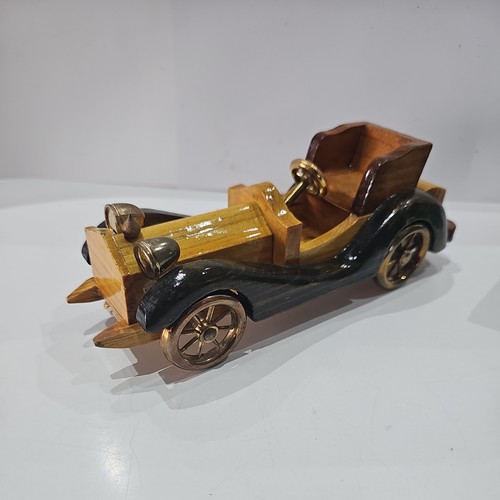 Vintage wooden carved car - wooden,