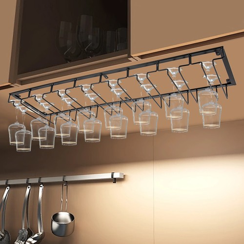 Black metal wine glass rack - black,