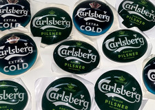 CARLSBERG BRANDING Badges, Budweiser, Pub, Bar Ale Mancave Beer Pump Font Lager