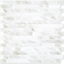 10 Sheets Peel and Stick Backsplash Tiles, 12''X12'', Slate White Marble