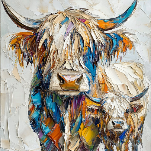 Abstract highland cow oil - highland,