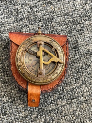 Antique brass compass sundial - antique,