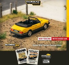 Saab 900 Turbo Convertible Yellow + Trading Cars **** Tarmac Works Box 1:64