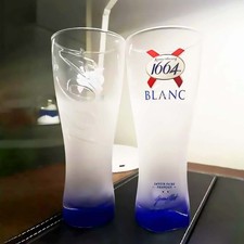 Set of 6 Carlsberg Kronenbourg 1664 Blanc Beer Glasses 0.5L – Frosted Blue