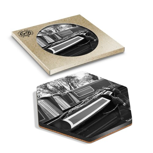 Hexagon coaster bw - coaster,