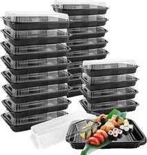 Catering Trays w Lids Plastic Black Base Medium Sandwich Platters for Party