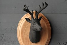 Handmade Black Resin Stag Head Wall Mount Wall Hanging Taxidermy Animal 
