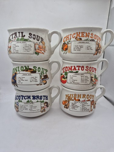 Vintage recipe soup bowls set - vintage,