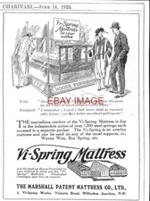 1922 Advert Marshall's VI-SPRING Patent Bed Mattresses #4 Small Print Ad 743/115