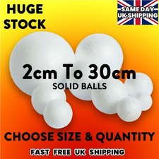 SOLID POLYSTYRENE BALLS Sweet Trees Craft Baubles 2cm - 30cm Spheres UK SUPPLIED