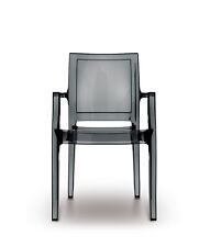 Ghost Plexiglass Armrest Chair Transparent Black Stable Stackable UV U.Scratch
