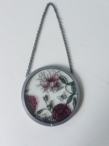 Round floral stained glass - floral,