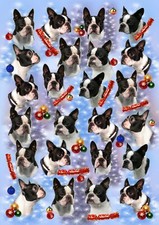 Boston Terrier Dog Christmas Gift Wrapping Paper - by Starprint 