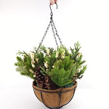 Wicker Park 18" Unlit Faux White Berry & Pinecone Hanging Basket Holiday Decor