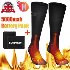 2X 5000mAh Electric Heated Socks Rechargeable Battery Unisex Winter Foot Warmer