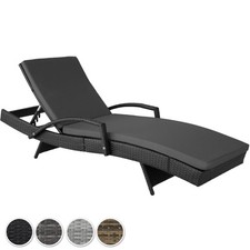 Rattan Sun Lounger Aluminium Adjustable Backrest Weather-Resistant Garden Beach