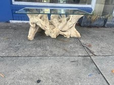 Large Glass To Driftwood Coffee Table