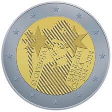 Slovenia 2 Euro Commemorative Coin 2014 - Barbara Celjska. Uncirculated.