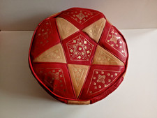 Round Moroccan Hand made Leather Footstool/Pouffe - Unfilled