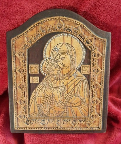 Madonna child wood cut - madonna,