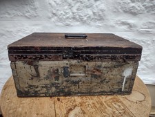 Vintage Wooden Tool Box Handmade Rustic Folk Art Chest Antique Vintage