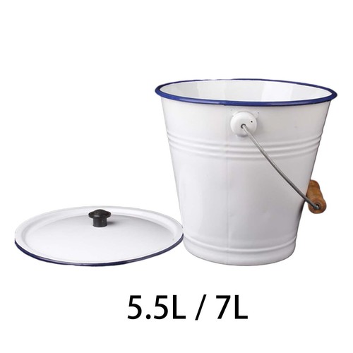 Enamel bucket pails - enamel, with