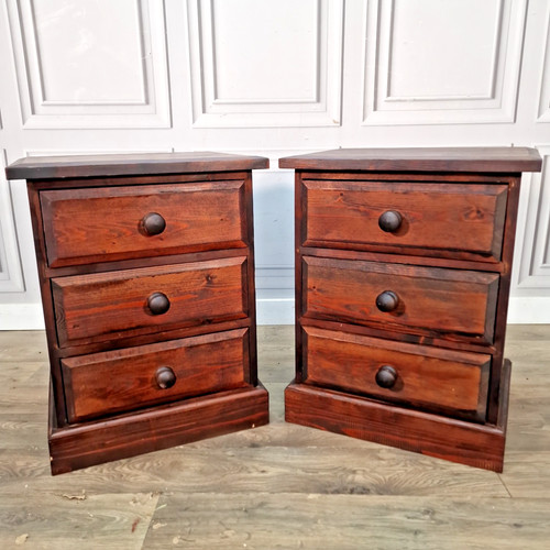 Vintage pine bedside chests - pine,