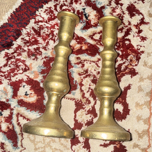 Pair brass candlesticks - brass,