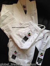 NEW ARAWAZA WHITE KIDS WKF KARATE SUIT GI UNIFORM MIDDLEWEIGHT 10oz