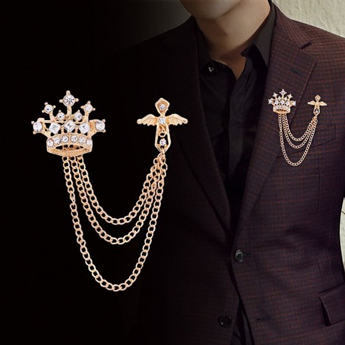 Crown chain brooch vintage - crown,