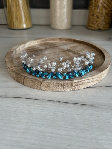 Blue beaded handmade tiara - tiara,