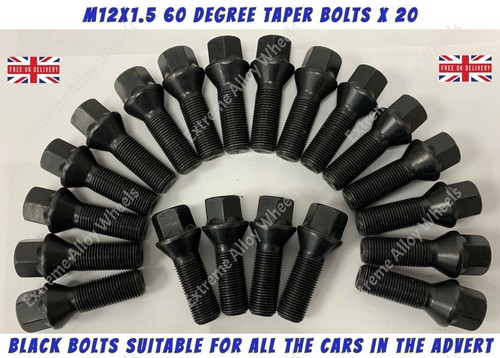 Black wheel bolts fits saab - black,
