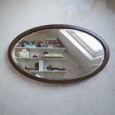 Vintage Large Oval Mirror Wood