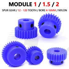 Mod 1/1.5/2 Precision Spur Gear Pinion 15-120 Tooth with Step Bore 4-16mm Nylon