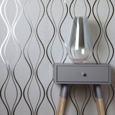 VYMURA WAVE SILVER METALLIC FOIL PLATINUM CONTOUR  WALLPAPER FD42800