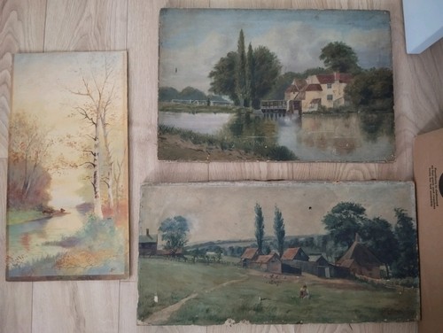 Lot antique paintings 2x - of, 3