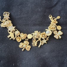 Vintage Kirks Folly New York Lucky Charm Bracelet Gold Tone rare 1980’s