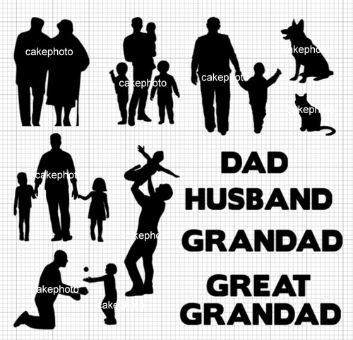Silhouettes grandad dad - silhouettes,