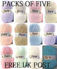 5 x 100g Baby Wool, Soft DK Double Knitting Yarn, Woolcraft Babycare & BabyDream