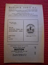 Matlock Town v Buxton programme.  15/1/1966