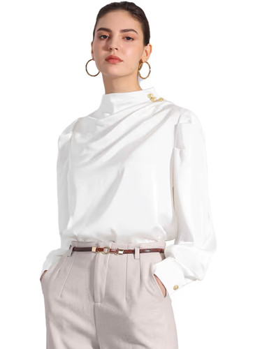 Women satin blouse - women's, mock