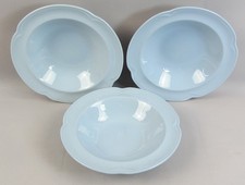 Vintage Johnson Brothers Greydawn  Soup Bowl x 3 Blue Scalloped Edge 6" (16cm)
